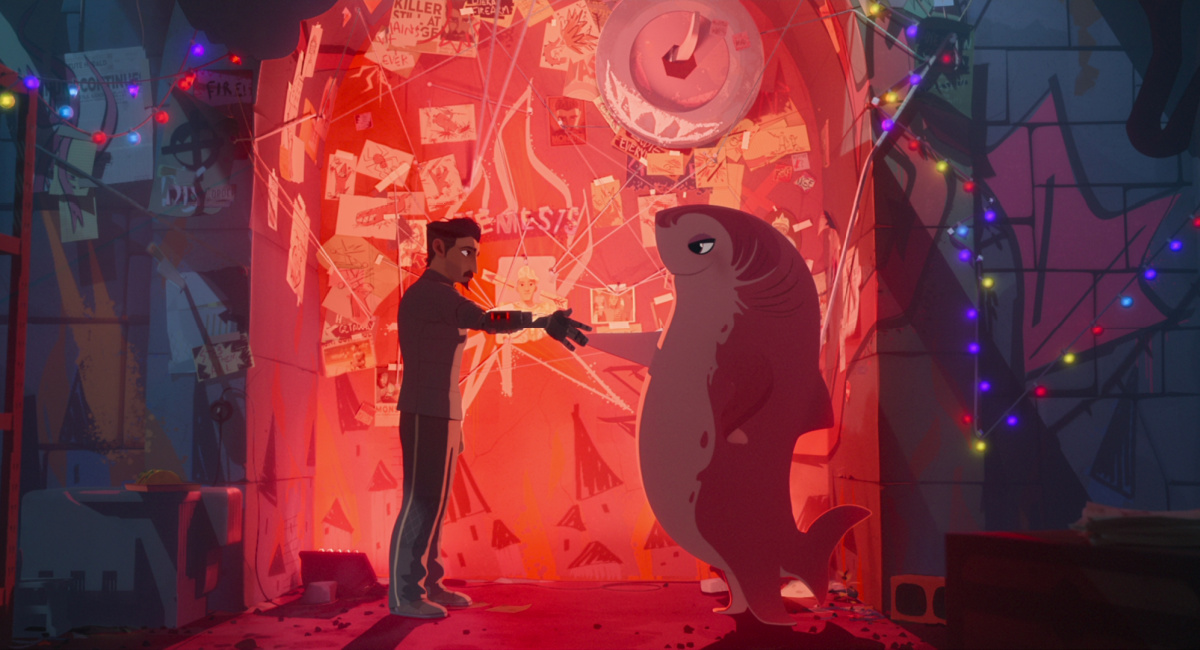 Ballister Boldheart (voice of Riz Ahmed) and Nimona (voice of Chloë Grace Moretz) in 'Nimona.'
