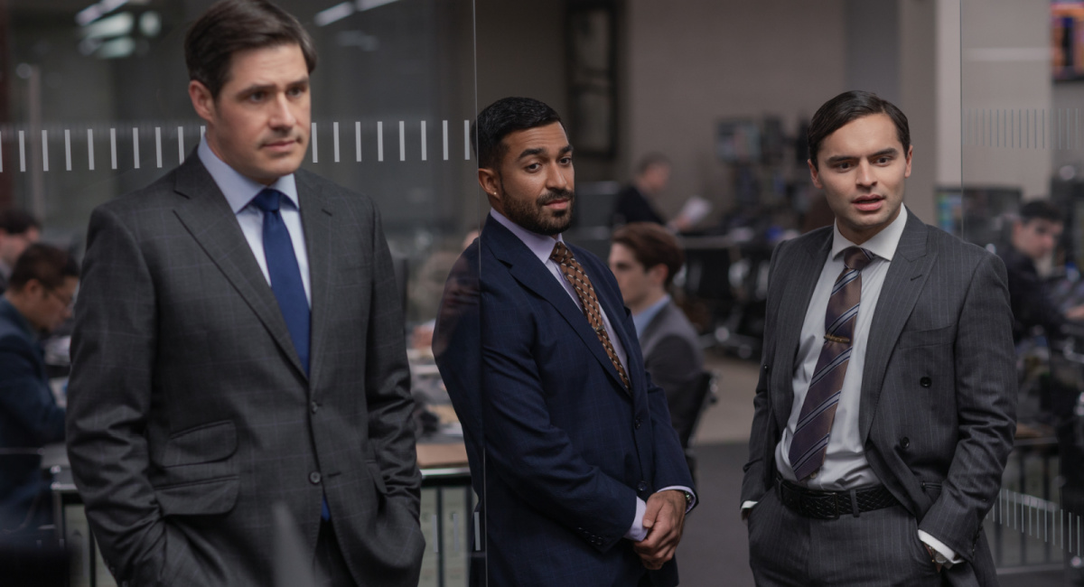 Rich Sommer as Paul, Sia Alipour as Arjun and Sebastian De Souza as Rory in 'Fair Play.'