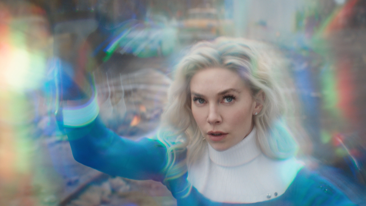Vanessa Kirby as Sue Storm/Invisible Woman in 20th Century Studios/Marvel Studios' 'Fantastic Four: First Steps'. Photo courtesy of 20th Century Studios/Marvel Studios. © 2025 20th Century Studios / © and ™ 2025 Marvel.