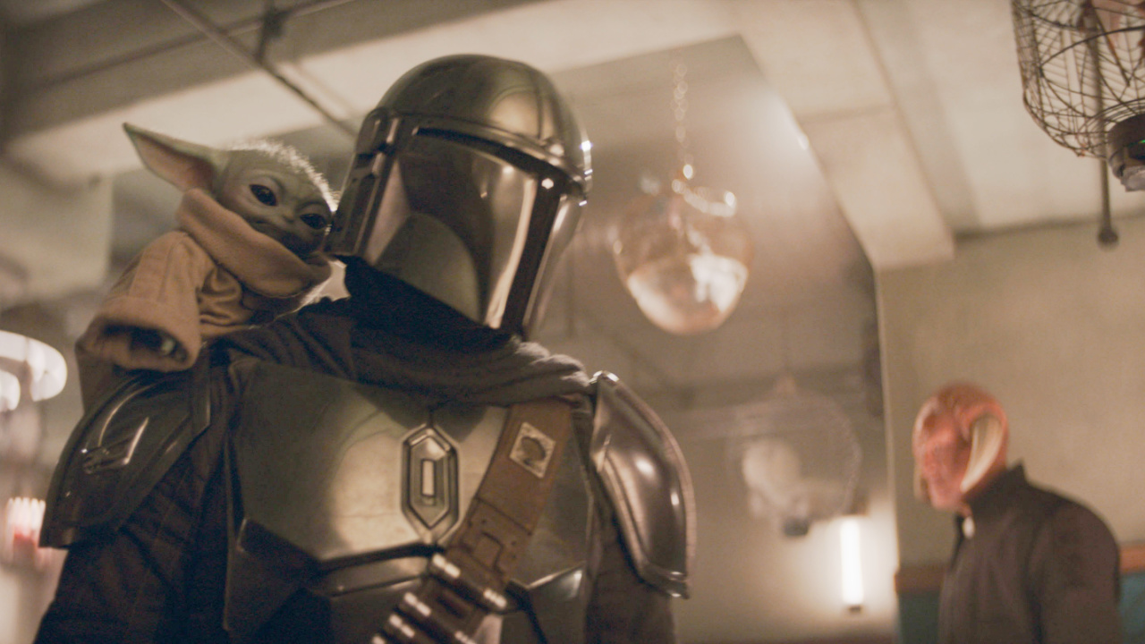 (L to R) Grogu and Mandalorian (Pedro Pascal) in Lucasfilm's 'The Mandalorian & Grogu'. Photo courtesy of Lucasfilm. © 2025 Lucasfilm Ltd™. All Rights Reserved.