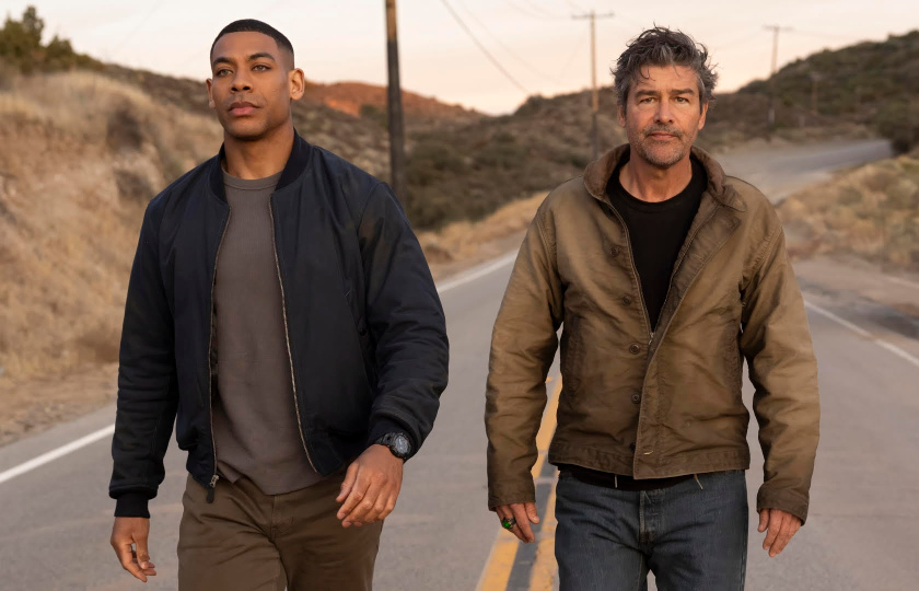 (L to R) Aaron Pierre as John Stewart and Kyle Chandler as Hal Jordan in 'Lanterns'. Photo: John P. Johnson/HBO.